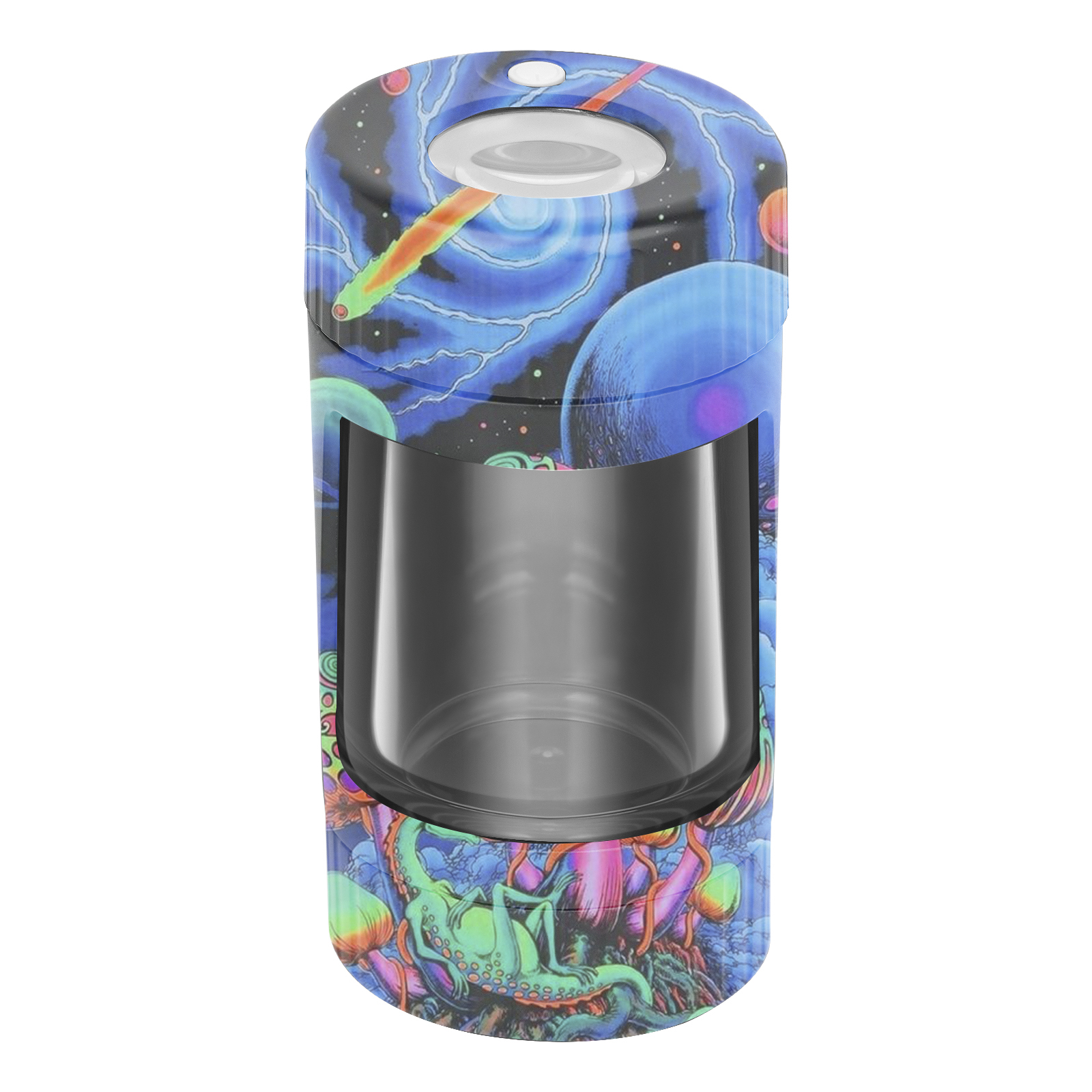 Custom Package and Logo Unique design 8X Air Tight LED Magnifying JAR Herb Stash Jar MAG Jar