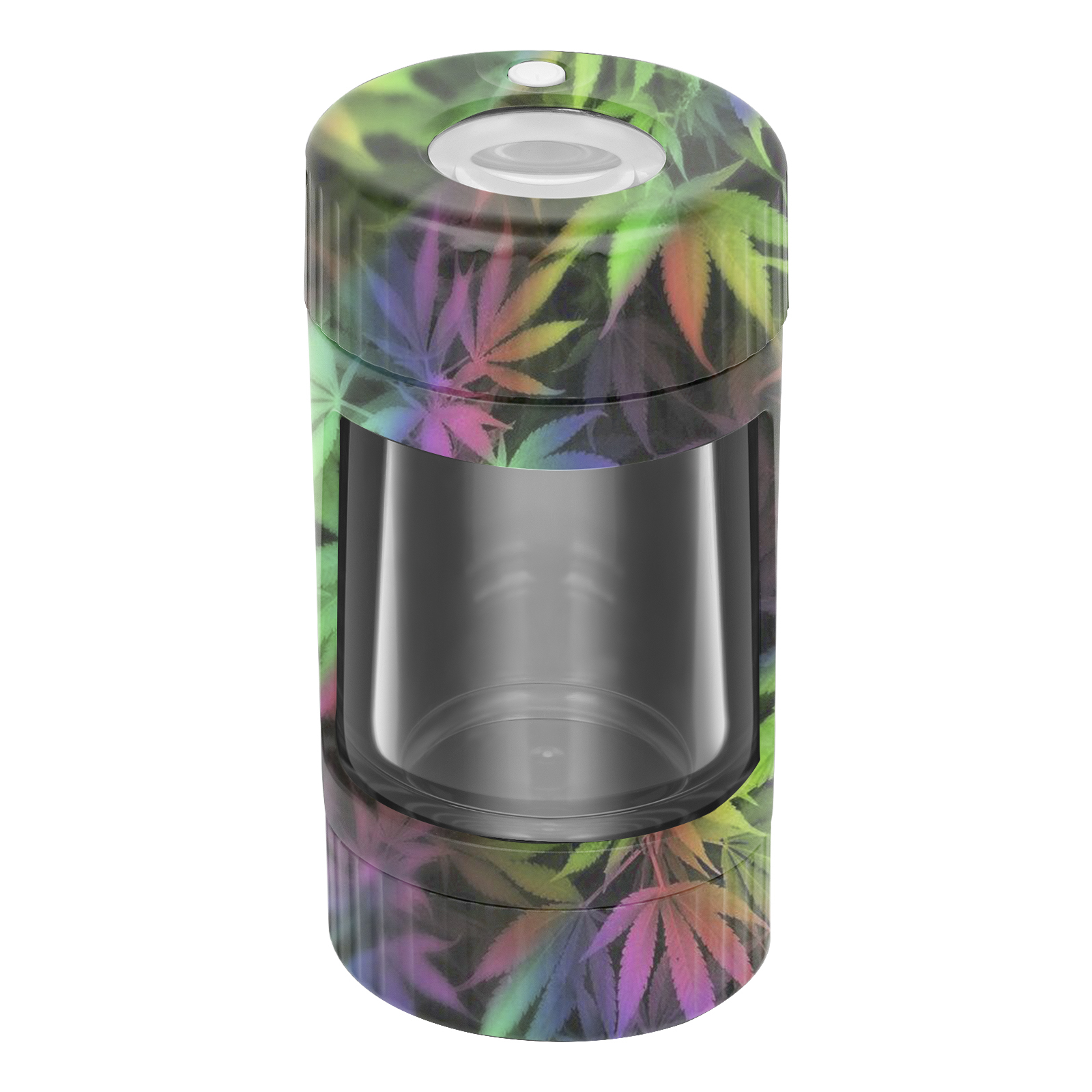 Custom Package and Logo Unique design 8X Air Tight LED Magnifying JAR Herb Stash Jar MAG Jar