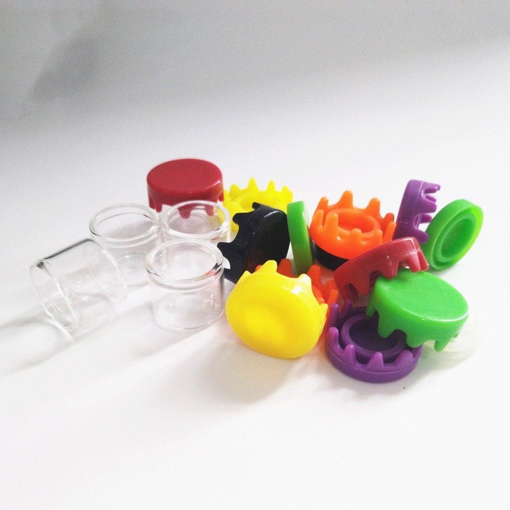 Custom Packaging free samples glass container 5ml 6ml glass jars 6ml glass concentrate containers with plastic caps silicone lid