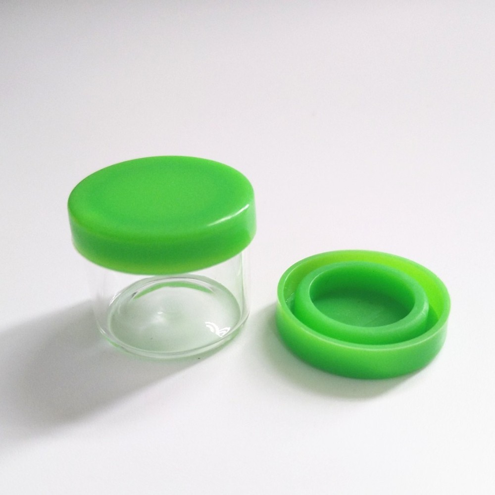 Custom Packaging free samples glass container 5ml 6ml glass jars 6ml glass concentrate containers with plastic caps silicone lid