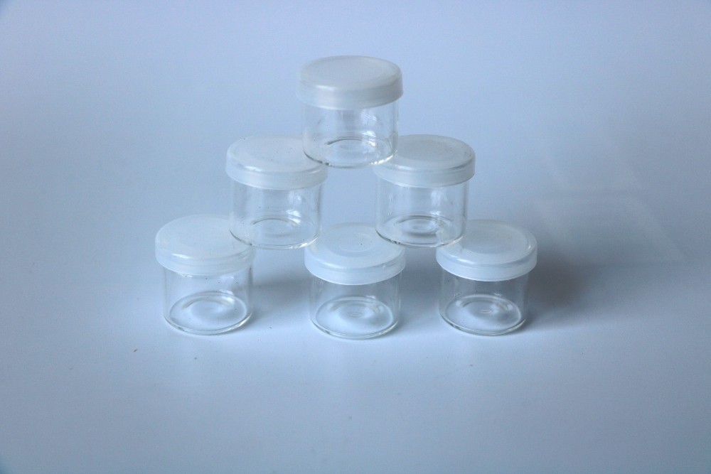 Custom Packaging free samples glass container glass jars 6ml glass concentrate containers with plastic caps silicone lid