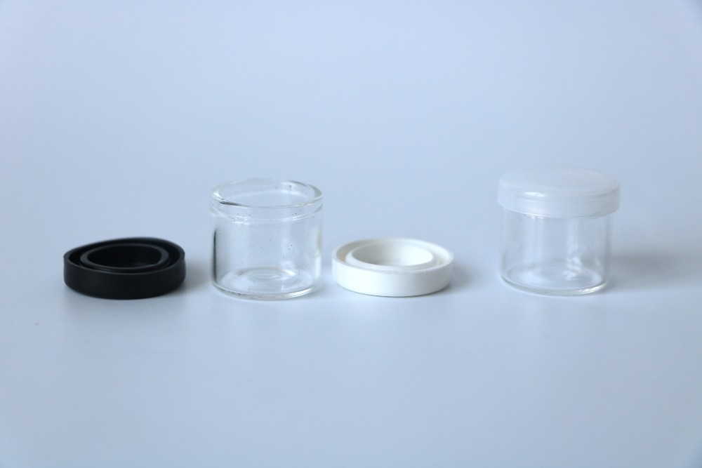 Custom Packaging free samples glass container glass jars 6ml glass concentrate containers with plastic caps silicone lid