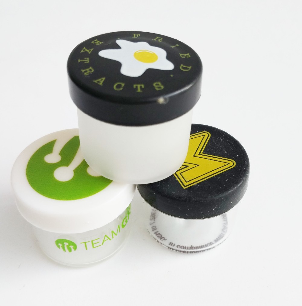 Custom Packaging free samples glass container glass jars 6ml glass concentrate containers with plastic caps silicone lid