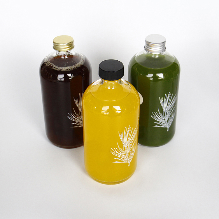 Custom Print Amber Clear 16 Ounce Organic Raw Kombucha Glass Container Bottle With Screw Cap