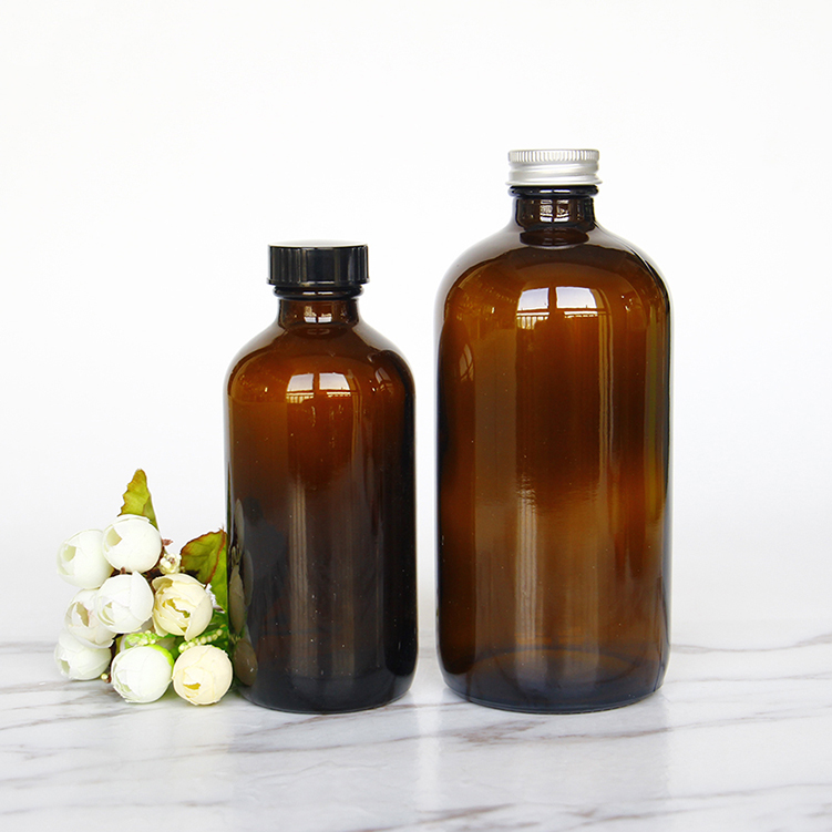 Custom Print Amber Clear 16 Ounce Organic Raw Kombucha Glass Container Bottle With Screw Cap