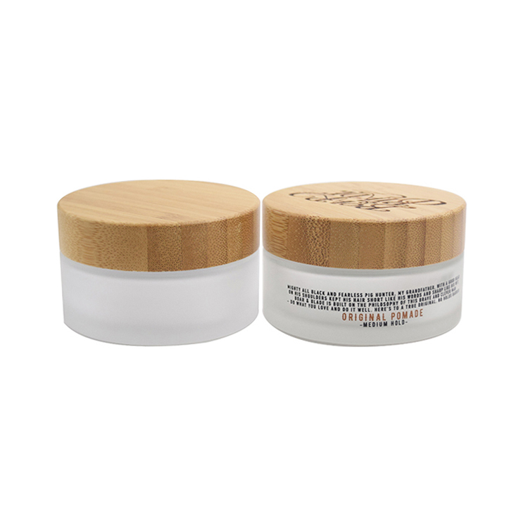 Custom Print Cream White Glass Jars Bamboo Lids 2oz