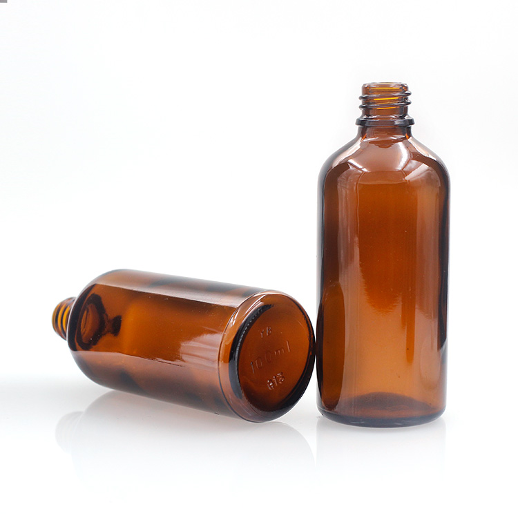 Custom Printed 100ml Glass Bottle Essential Oil Packaging Amber Glass Bottle With Childproof Cap