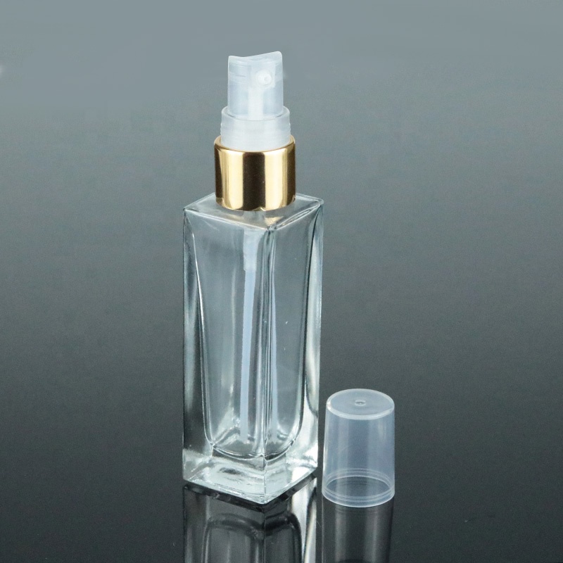 Custom Printed 15ml 30ml 50ml 100ml Square Rectangular Serum pump bottle Glass Lotion Bottle (GSA22)