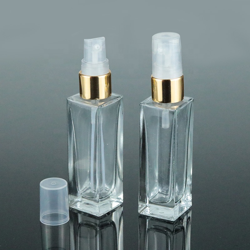 Custom Printed 15ml 30ml 50ml 100ml Square Rectangular Serum pump bottle Glass Lotion Bottle (GSA22)