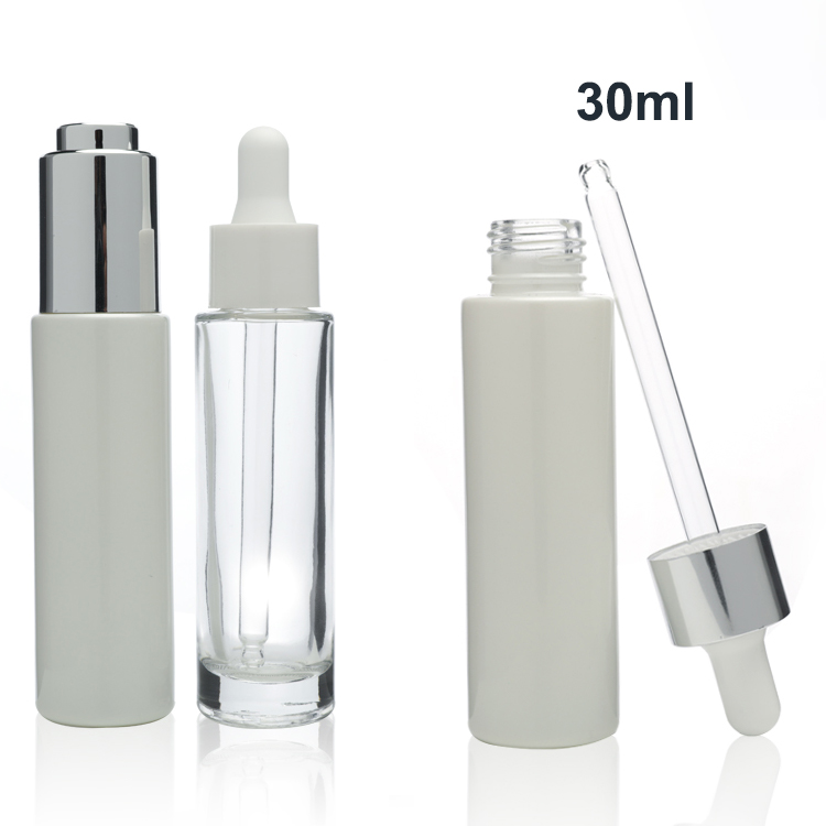 Custom Printed 30ml Clear Slim Straight Glass Dropper Serum Bottle For Skin Care Glass Lotion Bottle