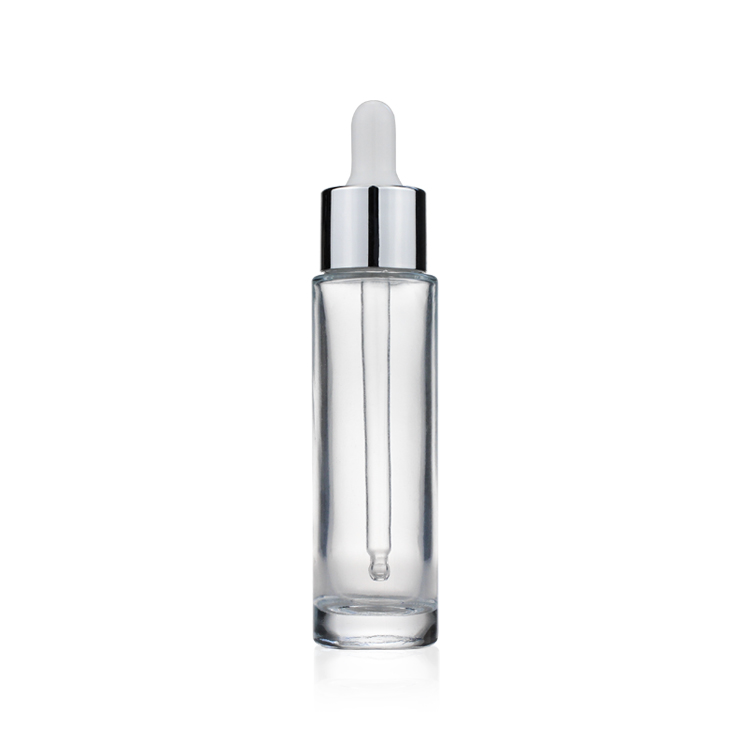 Custom Printed 30ml Clear Slim Straight Glass Dropper Serum Bottle For Skin Care Glass Lotion Bottle