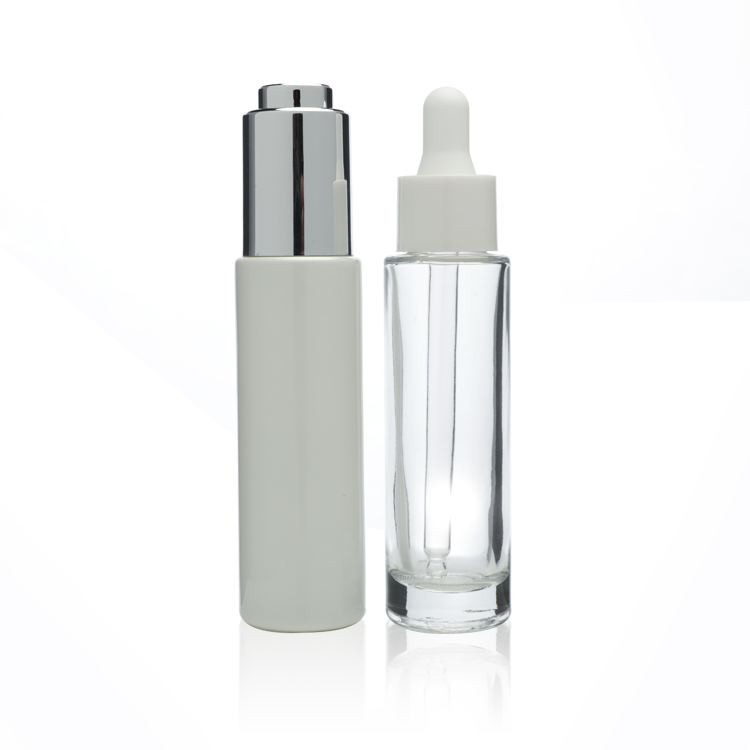 Custom Printed 30ml Clear Slim Straight Glass Dropper Serum Bottle For Skin Care Glass Lotion Bottle
