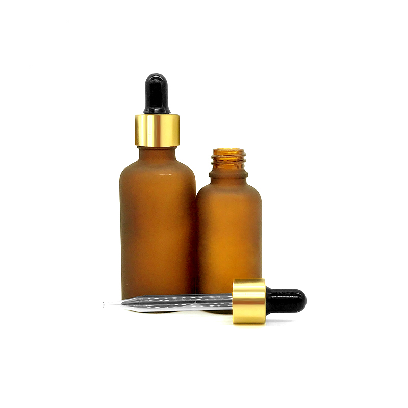 Custom Printed Glass Dropper Bottle Vape Juce Essential Oil Bottle Amber 30ml Frosted Glass Bottles With Gold Cap