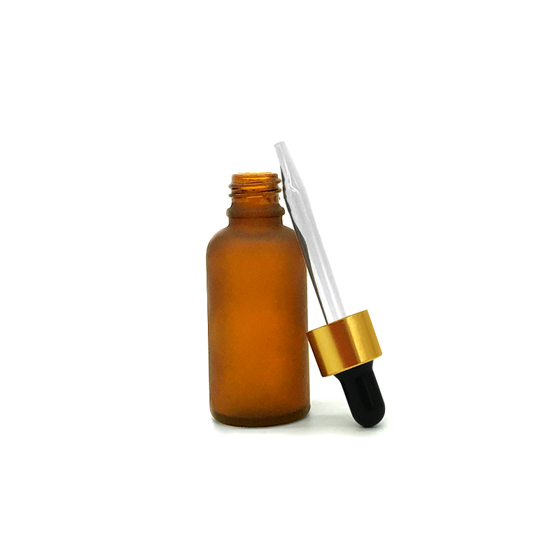 Custom Printed Glass Dropper Bottle Vape Juce Essential Oil Bottle Amber 30ml Frosted Glass Bottles With Gold Cap
