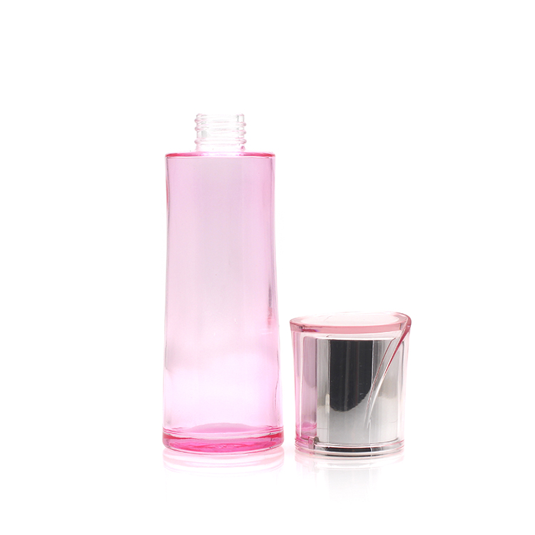 Custom Printed Pink Cream bottle Luxury Cosmetic Packaging Set Glass Cosmetic Bottles And Jar