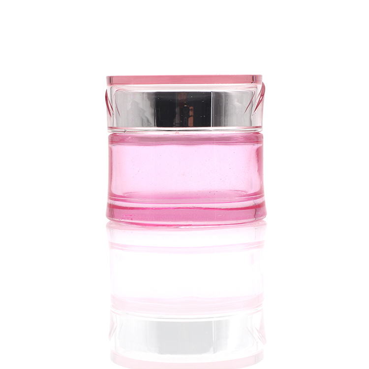 Custom Printed Pink Cream bottle Luxury Cosmetic Packaging Set Glass Cosmetic Bottles And Jar