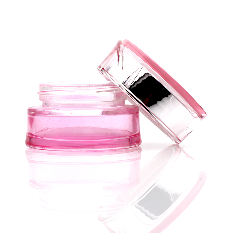 Custom Printed Pink Cream bottle Luxury Cosmetic Packaging Set Glass Cosmetic Bottles And Jar