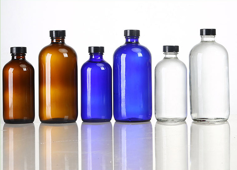 Custom Printing 16oz 500ml Clear Boston Round Kombucha Glass Bottle with Lid