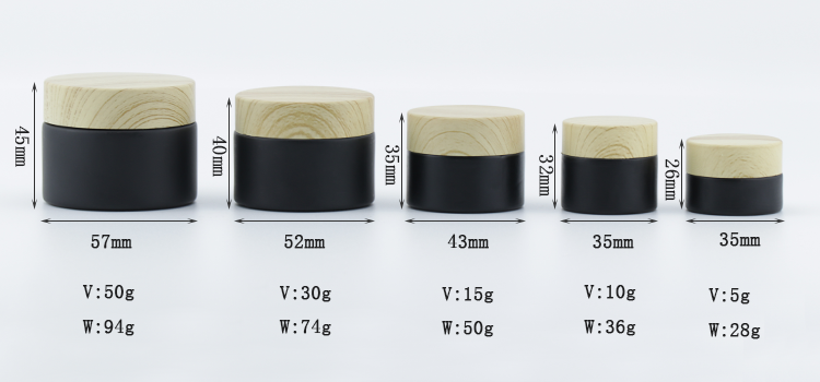 Custom Printing Black Coating Skin Care Cream Containers 5g 10g 15g 30g 50g Glass Cosmetic Jars with Lid