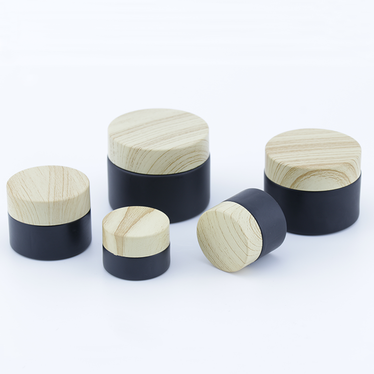 Custom Printing Black Coating Skin Care Cream Containers 5g 10g 15g 30g 50g Glass Cosmetic Jars with Lid