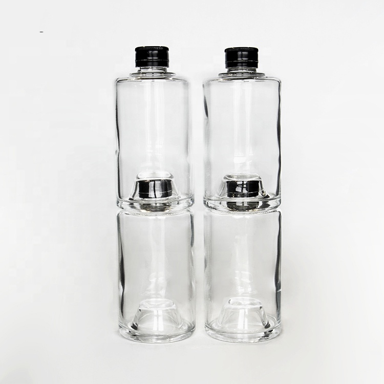 Custom Printing Stackable 200ml 100ml Tequila Glass Bottle Rum Bottle Gin Bottle With Ropp Lid