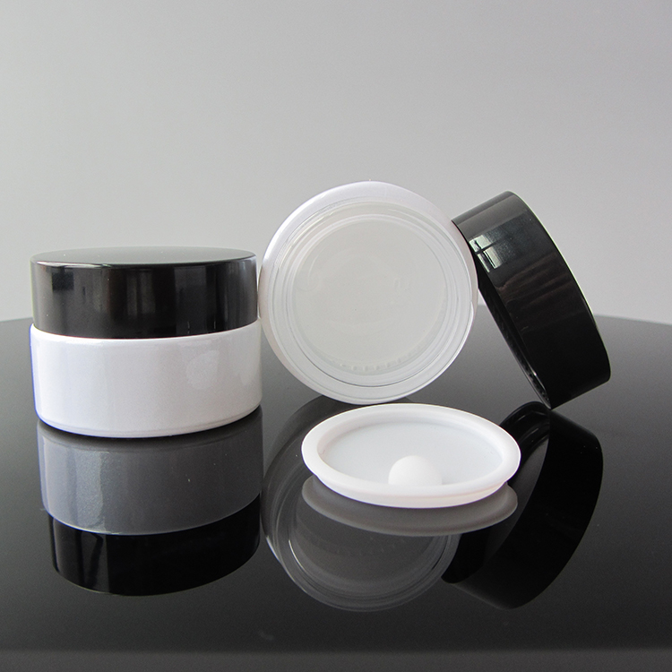 Custom Printing White Glass Jars 20g Pearl White Cosmetic Eye Cream Jar With Black Lid