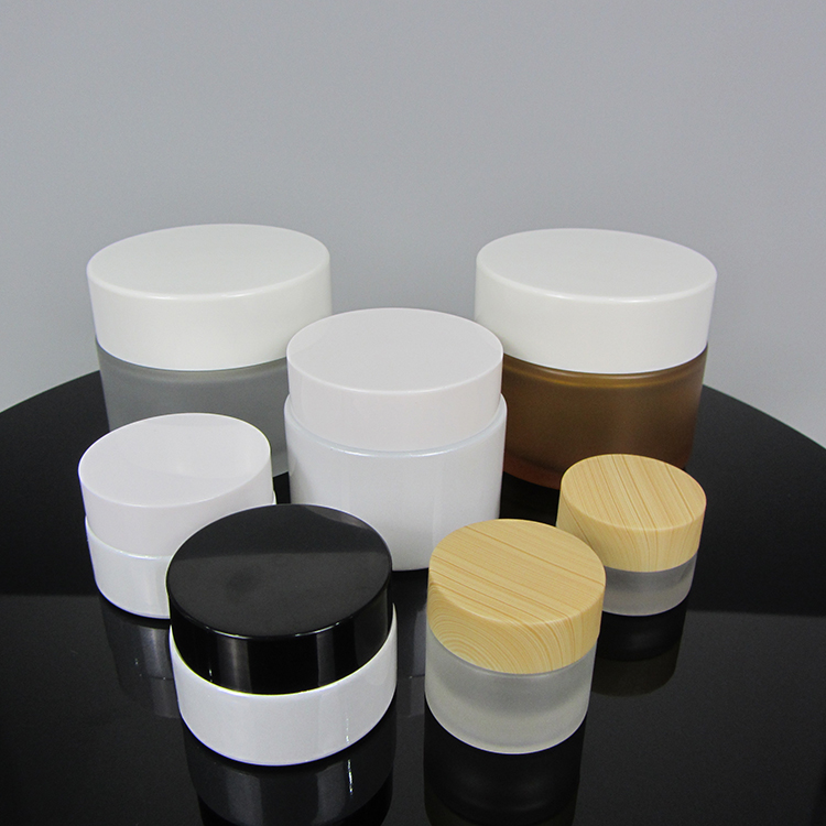 Custom Printing White Glass Jars 20g Pearl White Cosmetic Eye Cream Jar With Black Lid