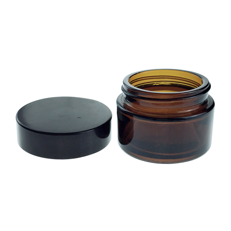 Custom Refillable 1oz/30g/30ml Empty Glass Face/Skin Make-up Lotion Storage Amber Cream Jar
