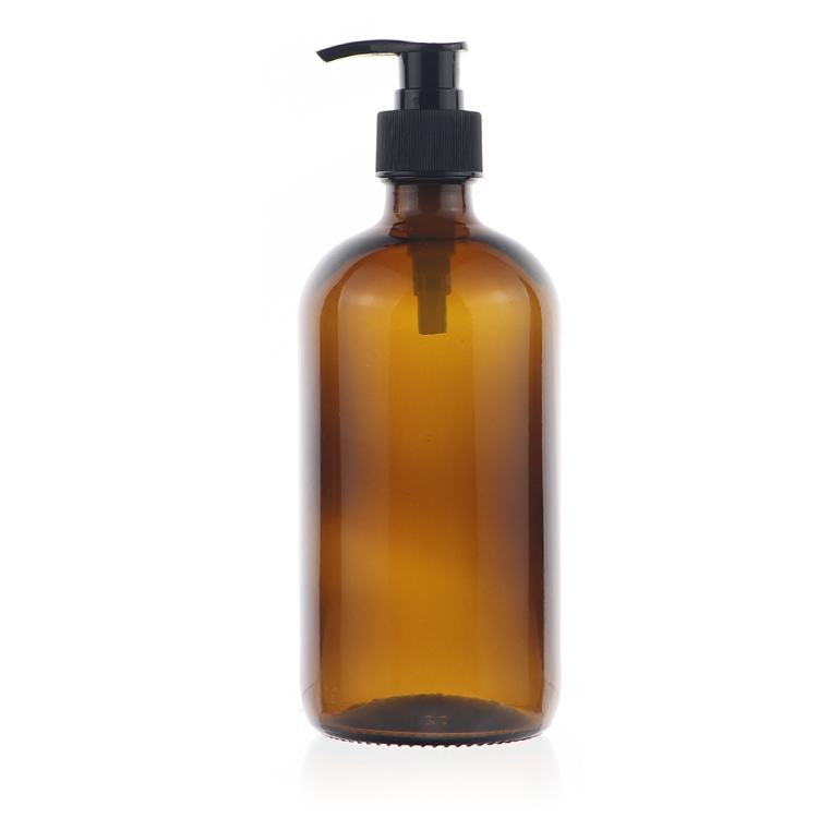 Custom Round Body Lotion Oil Hand Soap 8oz 250 500ml Pump Boston Bottle Glass 16oz Empty Hand Sanitizer Spray Bottle
