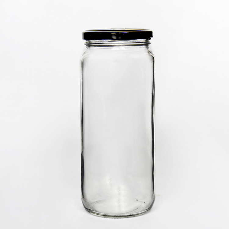 Custom Round Clear 16oz Straight Sided Round Boba Beverage Glass Jar With Lug Cap
