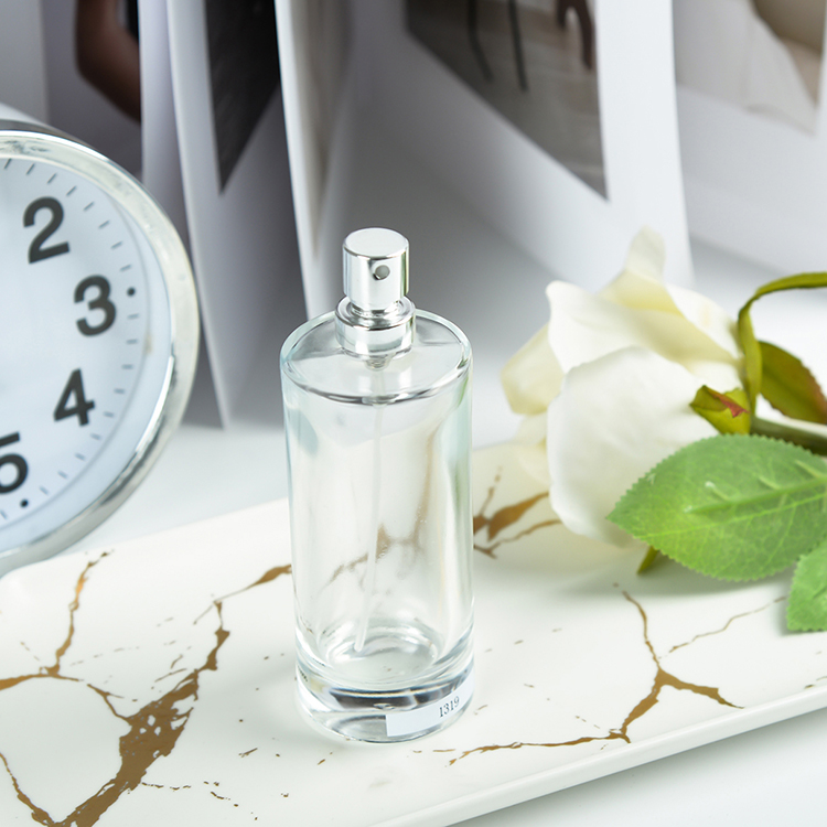 Custom Round Empty Clear Fragrance Perfume Bottle 50ml Spray Glass Bottles Packaging In Stock