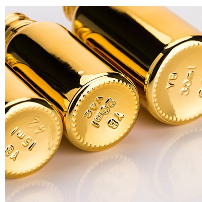 Custom Round Luxury Golden 30ml Glass Perfume Skin Care Cosmetic Storage Container Essential Oil Glass Dropper Bottle