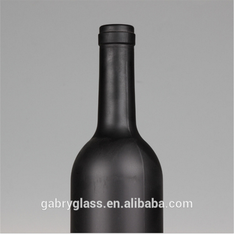 Custom Screen Logo Printing Black Glass 500ml 750ml Red Wine Bottle