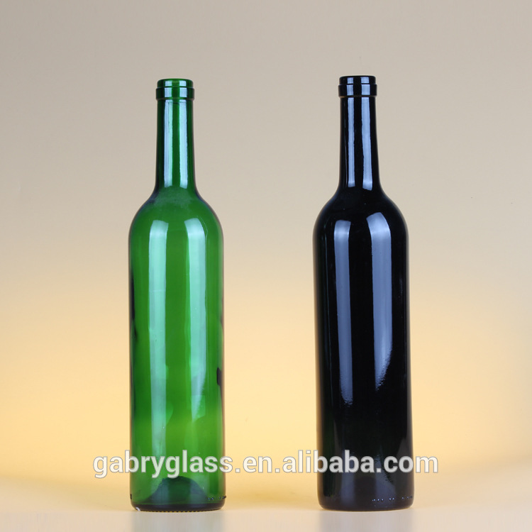 Custom Screen Logo Printing Black Glass 500ml 750ml Red Wine Bottle