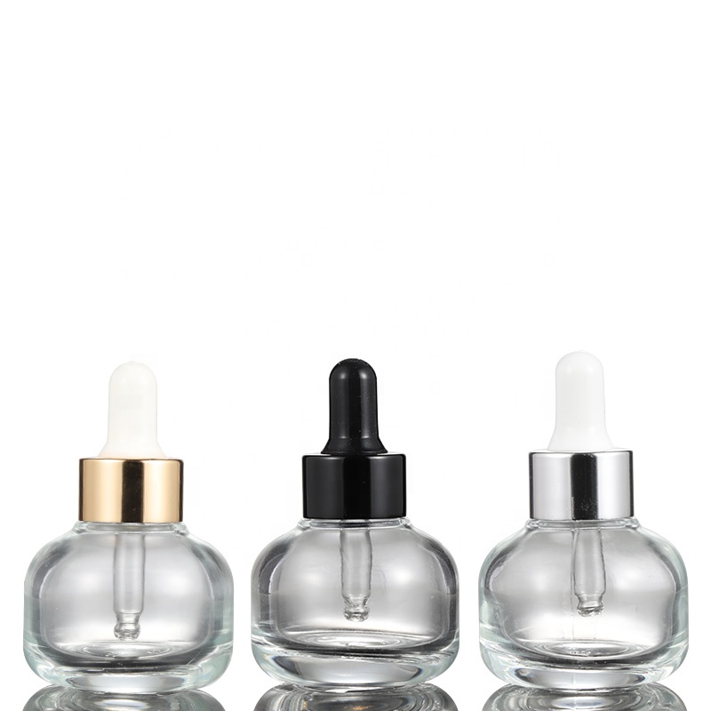 Custom Screen Printing 1 oz 30 ml Transparent Glass Bottles for Essential Oils with Glass Eye Dropper