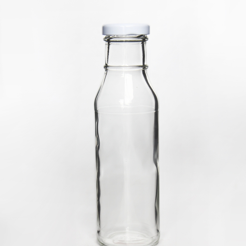 Custom Screen Printing Logo Ring Neck Glass Sauce Round Bottle kombucha bottle 12oz With Screw Cap