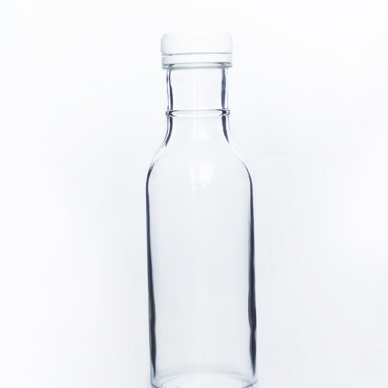 Custom Screen Printing Logo Ring Neck Glass Sauce Round Bottle kombucha bottle 12oz With Screw Cap
