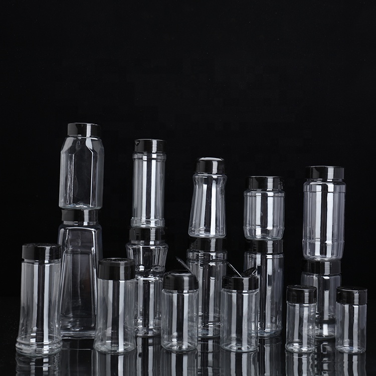 Custom Shape 17 oz 500 ml Empty Plastic Seasoning Bottle PET Spice Jars for Pepper Chill