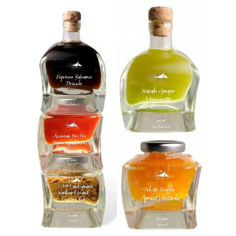 Custom Shape Clear Empty Flint 250ml Stackable Liquor Glass Bottle Sale for Vodka Whisky with Cork