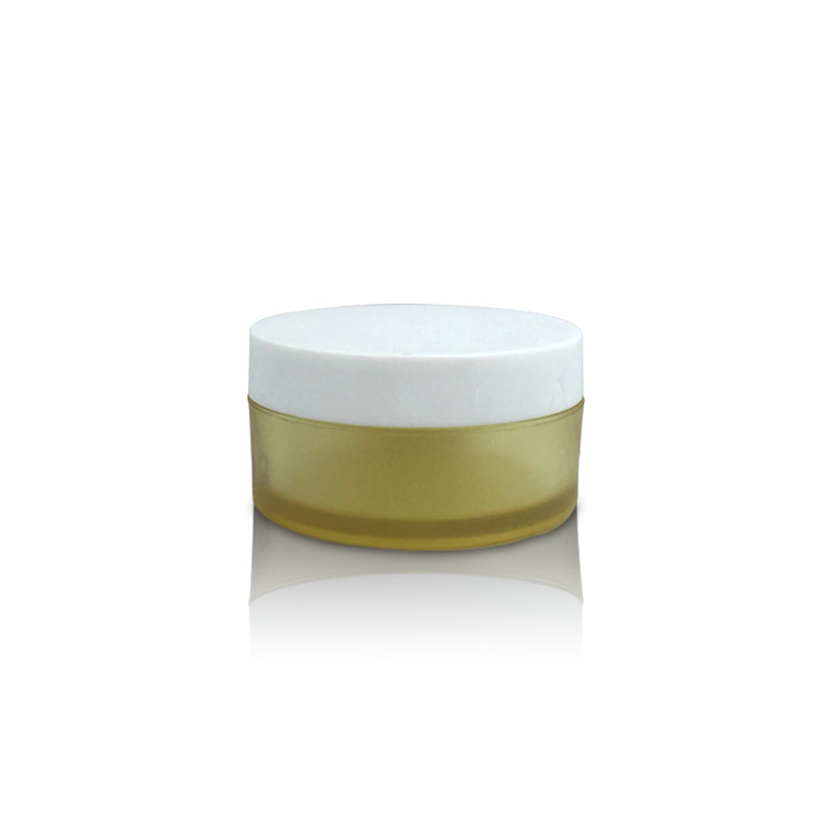 Custom Silk Printing PET Small 50g Empty Plastic Yellow Sample Matte Cosmetic Cream Jar