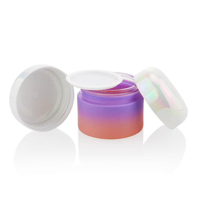 Custom Size 15g 20g 30g 50g Fancy Gradient Pink Purple Packaging Jar Glass Cosmetic Glass Jars Mini Eye Cream Glass Jar