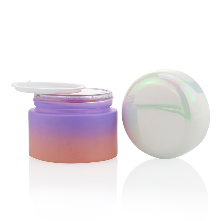 Custom Size 15g 20g 30g 50g Fancy Gradient Pink Purple Packaging Jar Glass Cosmetic Glass Jars Mini Eye Cream Glass Jar