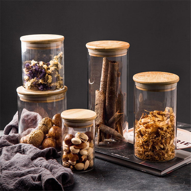 Custom Size 250Ml Storage Containers Kitchen Glass Storage Jars With Bamboo Lids