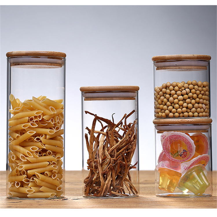 Custom Size 250Ml Storage Containers Kitchen Glass Storage Jars With Bamboo Lids