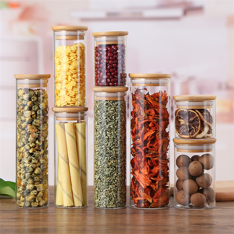 Custom Size Airtight Jar 32Oz Kitchen Cabinet Storage Glass Storage Jar Set