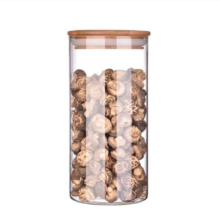 Custom Size Clear Airtight Storage Glass Jar Food Storage Glass Jar With Wooden Lid