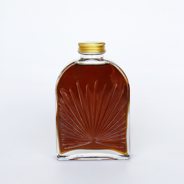 Custom Spray Printing 100ml 200ml 250ml Flat Whisky Glass Bottle for Vodka Coffee Beverage Liquor with Aluminum Cap