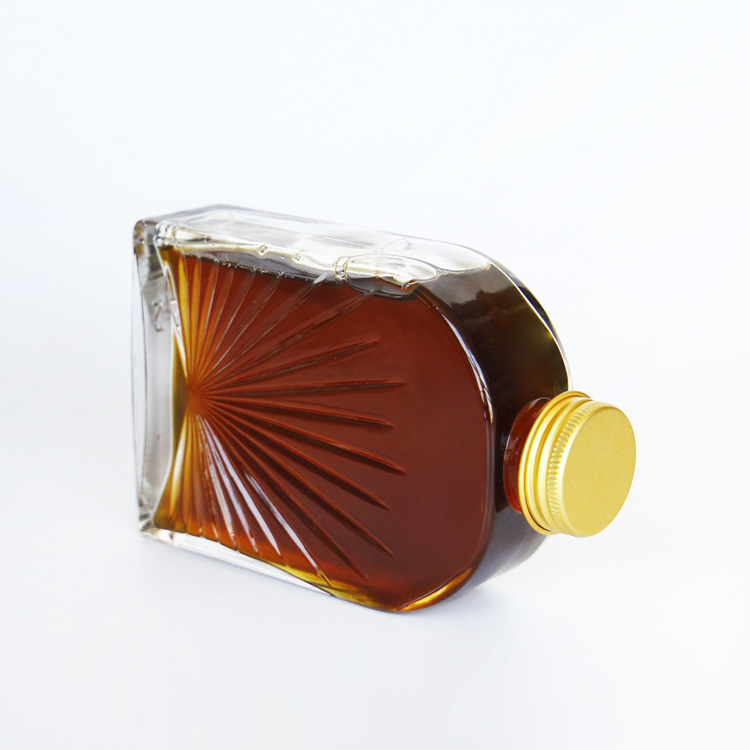 Custom Spray Printing 100ml 200ml 250ml Flat Whisky Glass Bottle for Vodka Coffee Beverage Liquor with Aluminum Cap