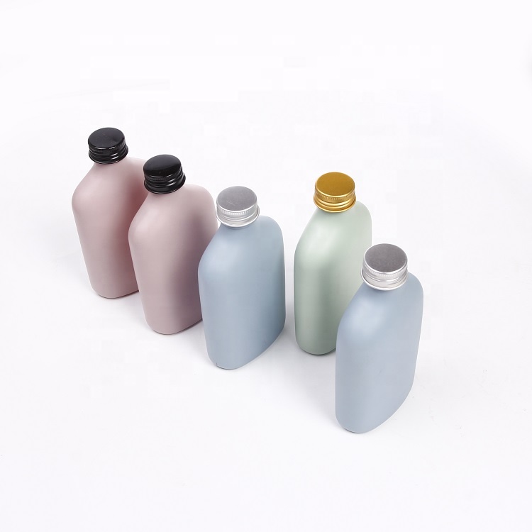 Custom Spray Printing Flat Coffee Glass Bottle for Liquor Milk with Aluminum Lid