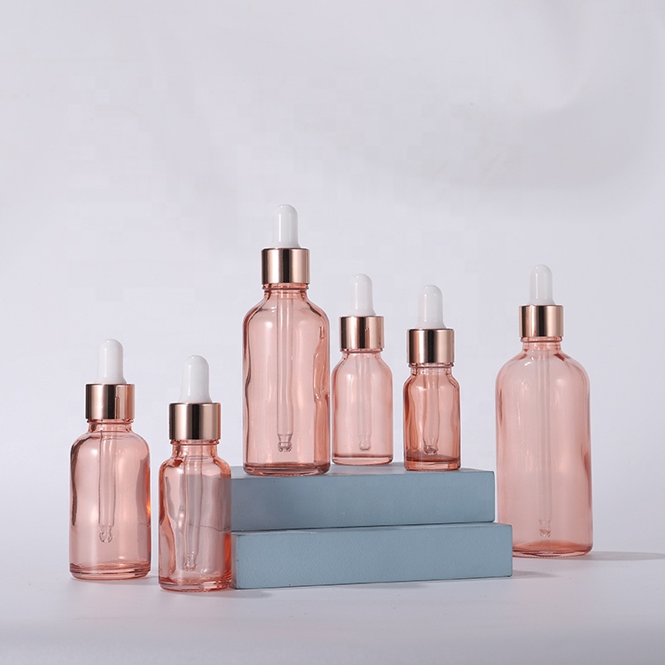 Custom Spraying Translucent Rose Gold Dropper Bottle Serum Bottles With Dropper